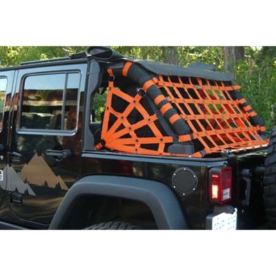DirtyDog 4x4 Rear Upper Cargo Netting with Spider Sides (Orange) - J4NN07RSOR